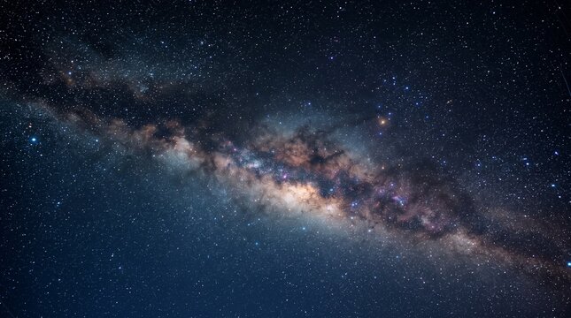 Spectacular Milky Way galaxy with billions of stars and colorful nebula across deep night sky, breathtaking astronomy, outer space, universe and astrophotography background