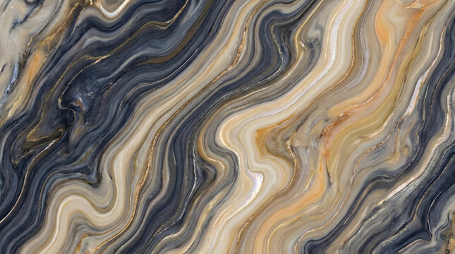 Dark Blue and Gold Swirling Liquid Marble Texture