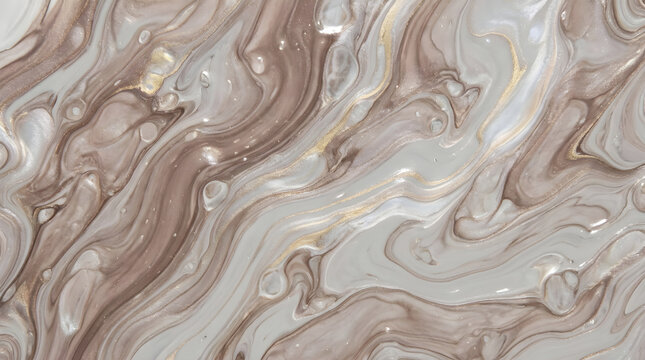 Pearlescent Silver and Gold Metallic Liquid Marble Texture Background
