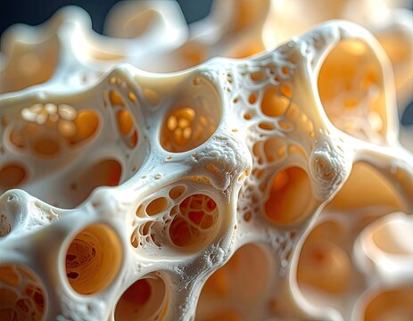 Close-up view of trabecular bone structure.