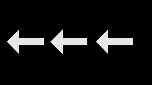 Animated White Left Arrows Loop On Black Background 4K