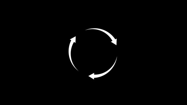 Circular Refresh Arrows Icon Isolated on Black Background.