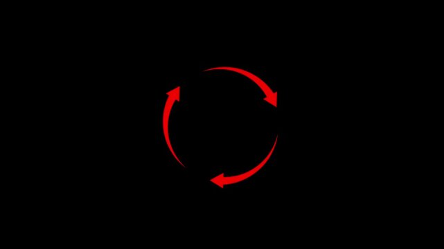 Circular Refresh Arrows Icon Isolated on Black Background.