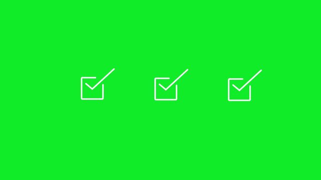 Two white outline checkboxes with checkmarks are displayed side-by-side on a vibrant bright green background, symbolizing successful completion or selection in a digital context