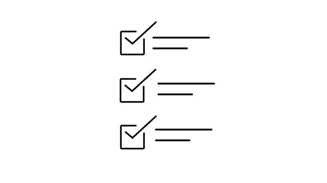 Minimalist line of two completed checklist with empty lines for text on a clean white background representing tasks done and progress made in a simple format Keywords: checklist, checkmark, task