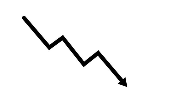 Downward Trend Arrow Icon Isolated on White Background.Business Performance Decline Arrow Isolated Vector Icon.
