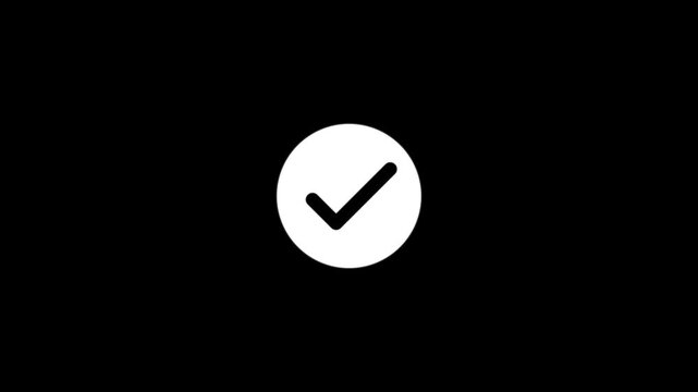 check mark icon animation.tick confirm correct accept select checkbox circle sign symbol on black background