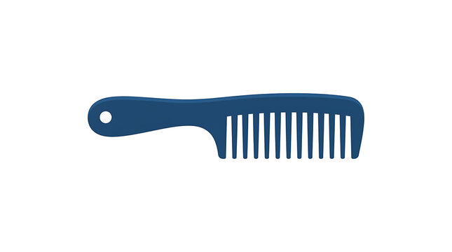 Blue plastic comb icon isolated on white background, grooming and hair care symbol vector illustration
