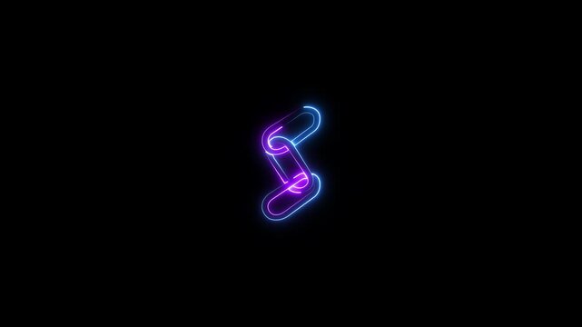 Neon glowing pink chain icon animation in black background.