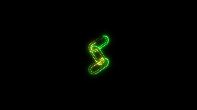Neon glowing pink chain icon animation in black background.