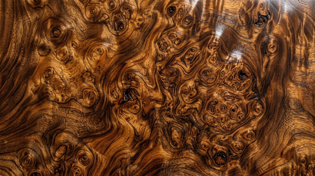 Luxurious Walnut Burl Wood Texture with Organic Swirling Grain Pattern
