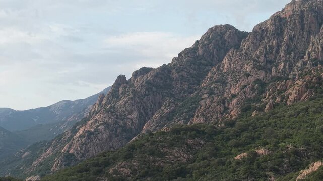 Rugged Terrain With Granite Canyons At The Montimannu State Forest In Southwestern Sardinia, Italy. Aerial Shot