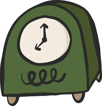 Cottagecore Illustration of Green Table Clock