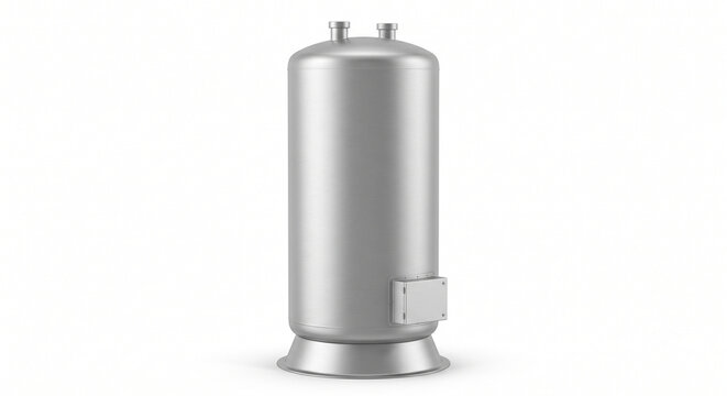 Vertical Cryogenic Storage Tank Isolated on White