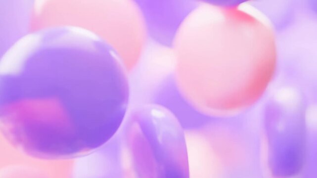 A Captivating Abstract Display of Floating Spheres in Soft Pastel Colors, Creating a Dreamlike Atmosphere with Gentle Movement and Fluid Dynamics.
