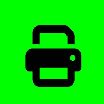 Black Printer Icon Animation on Green Screen Chroma Key Seamless Motion Loop