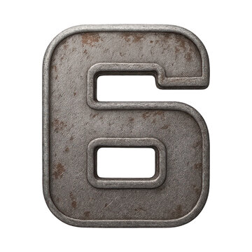 PNG Rustic metallic number six