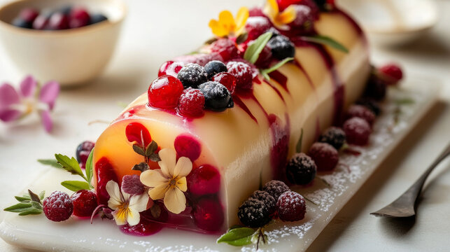 Berry Vanilla Swiss Roll Dessert with Fresh Fruits