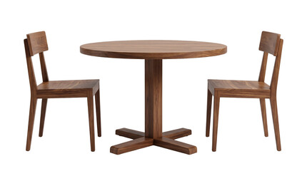 Fototapeta premium Minimalist wooden dining room furniture set on a transparent background