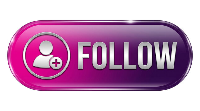 Social media follow button with user icon transparent background