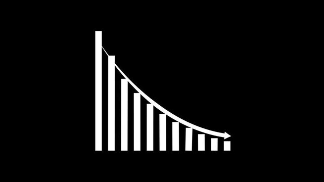Business graph chart with growing business concept. Abstract decreasing business graph chart animation  background.