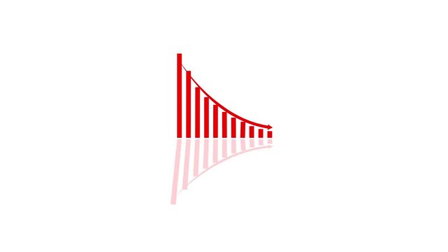 Business graph chart with growing business concept. Abstract decreasing business graph chart animation  arrow on background.