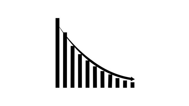 Business graph chart with growing business concept. Abstract decreasing business graph chart animation  background.