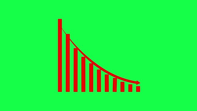 Business graph chart with growing business concept. Abstract decreasing business graph chart animation  background.