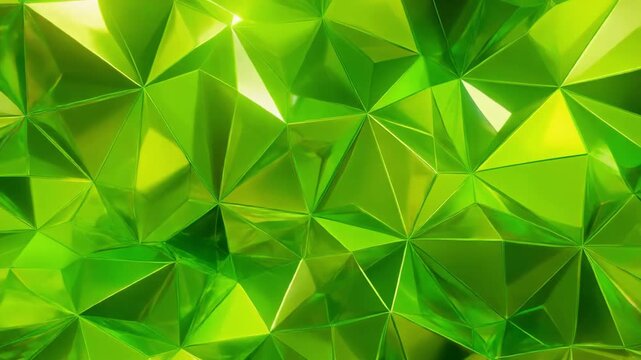 Abstract geometric pattern with shiny green triangular facets