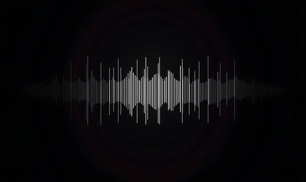 Abstract sound wave bars visualization on black background with light rays.