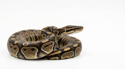 Fototapeta premium Ball Python Snake Coiled on White Background