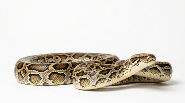 Burmese Python Snake Isolated on White Background