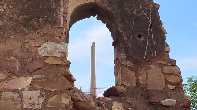 Feroz Shah Kotla fort with pillar in delhi. One of the oldest structures in Delhi.