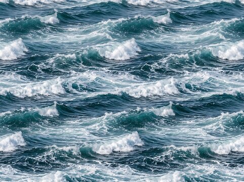 Turbulent ocean waves crashing violently against rocks.