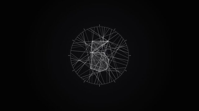 Monochrome Line Pattern Transforming Inside a Dark Circle