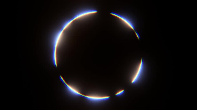 Animated chromatic rgb loop circle with a glowing solar eclipse effect. Designed for logo reveals, video intros, display screens, title sequences, and futuristic motion graphics.