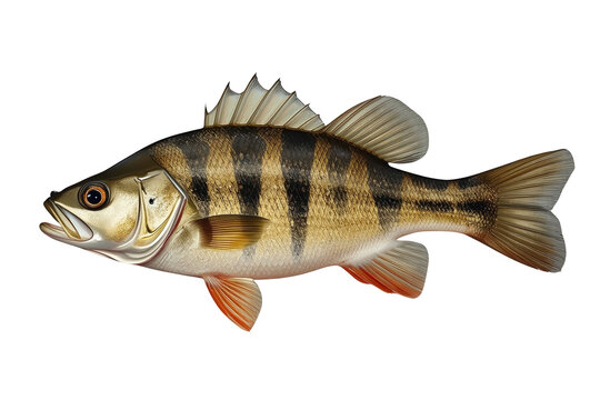 Compact striped perch with broad body and high dorsal spines