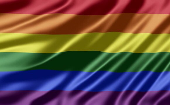 Pride Rainbow LGBTQI flag waving in soft wind showcasing smooth silk texture in high quality digital motion animation video footage backdrop