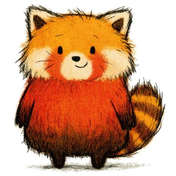 Cute red panda doodle illustration