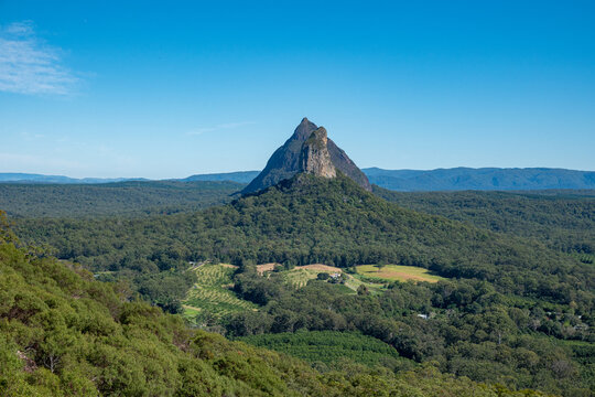 Mountains Beerwah and Coonowrin in Glass House Mountains region in Australia