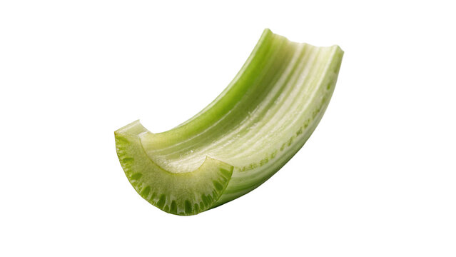 Fresh crisp green celery stalk vegetable slice healthy cooking ingredient isolated on transparent background