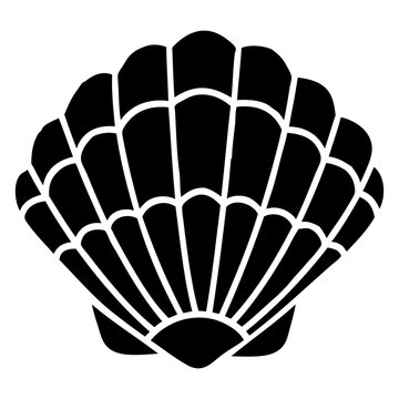 Icono de vida marina. Dibujo sencillo de la silueta de una concha marina o marisco
