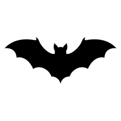 Fototapeta premium Bat silhouette displays a symmetrical shape of a flying creature with wings fully extended in darkness.