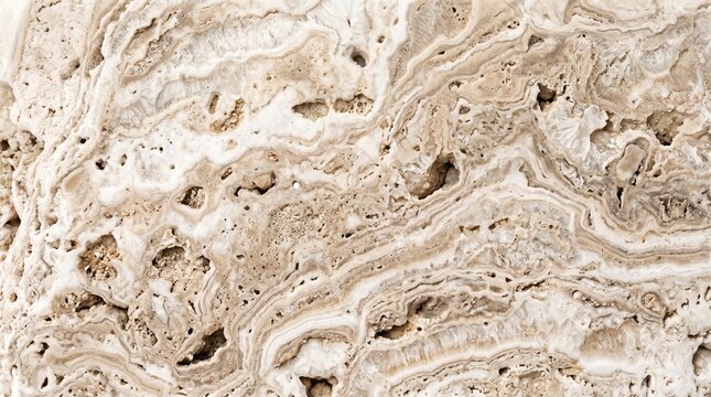 Natural travertine stone texture featuring elegant beige wavy patterns and porous surface, ideal for luxury architectural backgrounds.