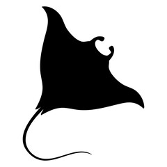 Icono de vida marina. Dibujo sencillo de la silueta de una manta raya gigante  © teracreonte