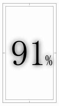 Ninety-one percent text with black serif numbers inside a rectangular frame
