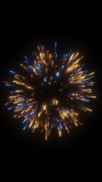 4K Abstract Background Particles Golden Explosion Circle Overlay Vertical 3D Animation