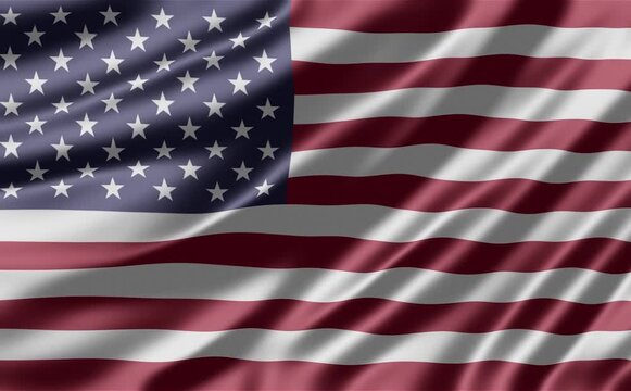 Waving American flag with silky texture and realistic soft folds creating smooth motion for high quality digital video footage background