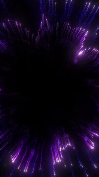 4K Abstract Background Particles Purple Energy Portal Overlay Vertical 3D Animation