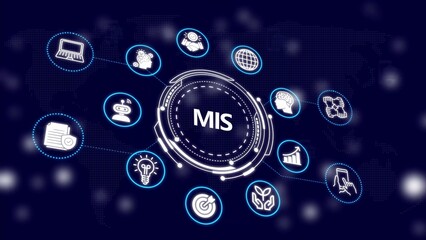 Management information systems concept with glowing blue on dark background © AR Rahman